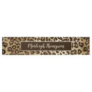 Natural Leopardプリントカスタムモノグラム名 デスクネームプレート