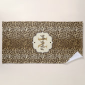 Natural Leopardプリントカスタムモノグラム名 ビーチタオル (正面)
