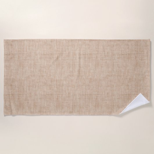 Natural Linen Fabric Texture in Warm Beige ビーチタオル (正面)