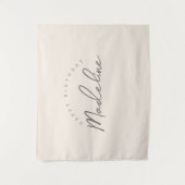 Natural Linen Personalized Birthday Banner タペストリー (正面)