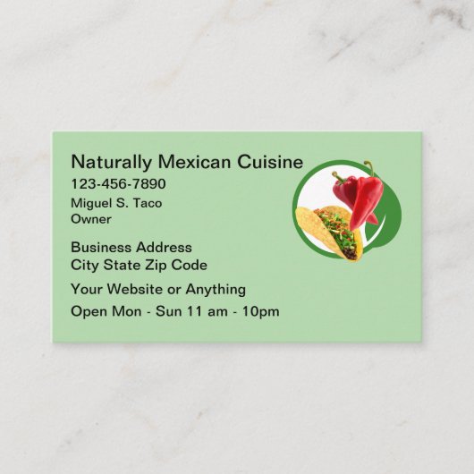 Natural Mexican Cuisine Business Cards  名刺 (正面)