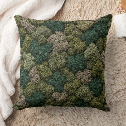 Natural Moss and Lichen Eco Throw Pillow クッション (ブランケット)
