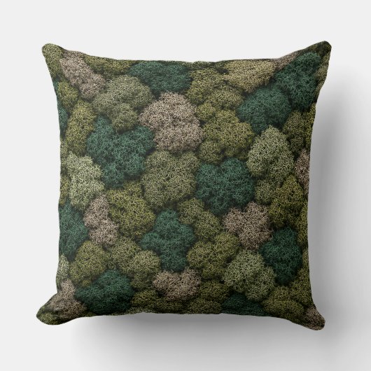 Natural Moss and Lichen Eco Throw Pillow クッション (正面)
