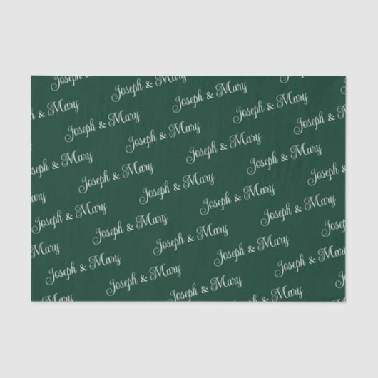 Natural Pine Green & Pearl Script Winter Wedding  薄葉紙 (正面)