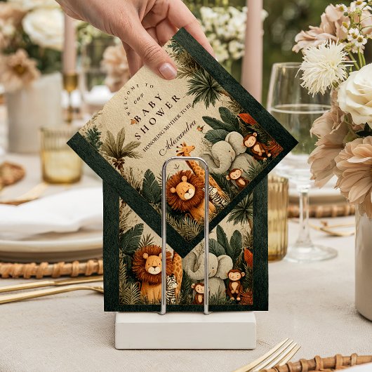 Natural Safari Leaves Baby Shower スタンダードカクテルナプキン