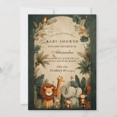 Natural Safari Leaves Baby Shower 招待状 (正面)