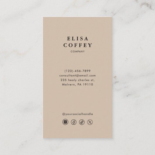 Natural Texture Earth Tone Minimalist Consultant 名刺 (裏面)