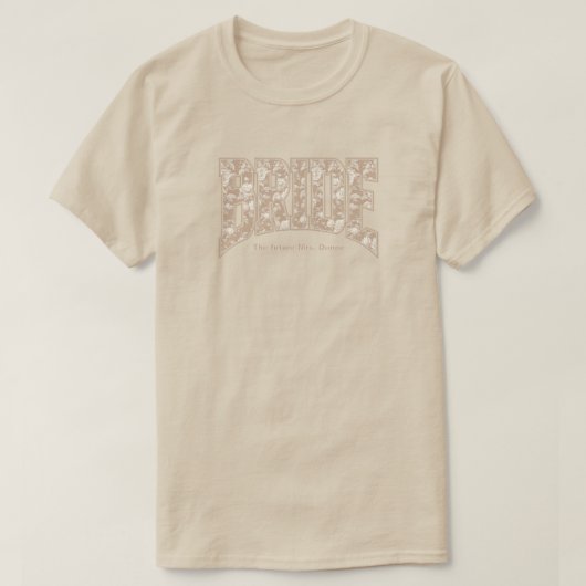 Natural Toile BRIDE Engagement Shower Bach Party Tシャツ (デザイン正面)