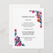 Natural Traditional Folk Birds and Flowers Wedding エンクロージャーカード (正面/裏面)