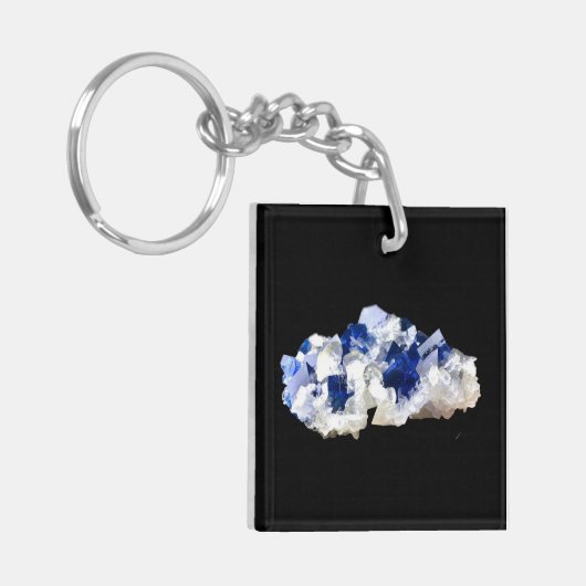 Natural Transparent Deep Blue Flourite キーホルダー (正面左)