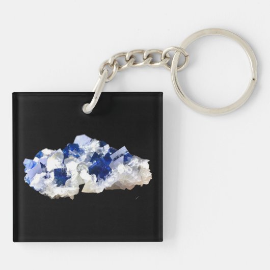 Natural Transparent Deep Blue Flourite キーホルダー (裏面)