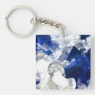 Natural Transparent Deep Blue Flourite キーホルダー