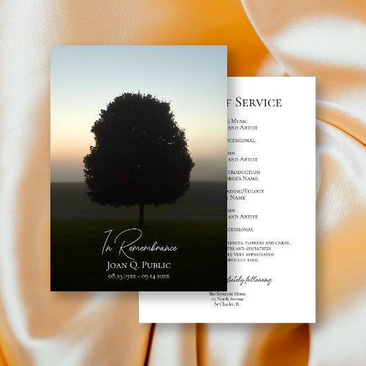 Natural Tree At Sunrise Funeral Memorial Service プログラム