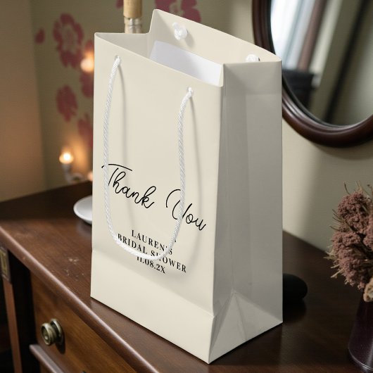 Natural White Minimalist Bridal Shower Thank You スモールペーパーバッグ