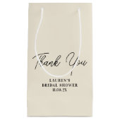 Natural White Minimalist Bridal Shower Thank You スモールペーパーバッグ (正面)