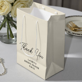 Natural White Minimalist Bridal Shower Thank You ミディアムペーパーバッグ