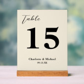 Natural White Minimalist Wedding Table Number アクリルサイン (ニュートラル)