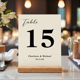 Natural White Minimalist Wedding Table Number アクリルサイン