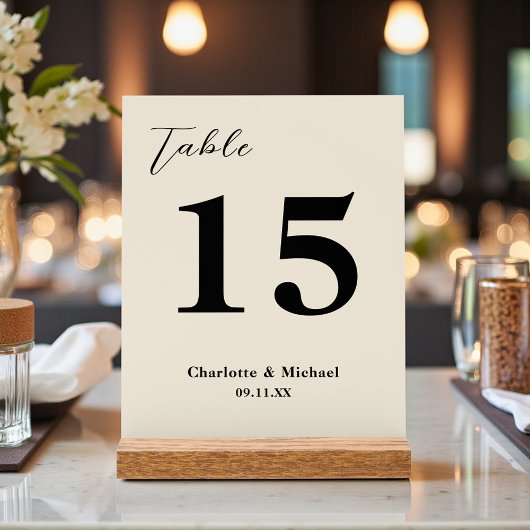 Natural White Minimalist Wedding Table Number アクリルサイン