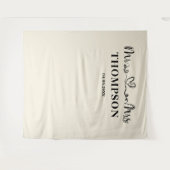 Natural White | Mr and Mrs Elegant Simple Backdrop タペストリー (正面(横))