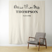 Natural White | Mr and Mrs Elegant Simple Backdrop タペストリー (インサイチュ)