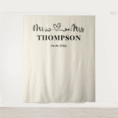 Natural White | Mr and Mrs Elegant Simple Backdrop タペストリー (正面)