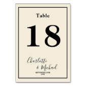 Natural White Script Minimalist Wedding テーブルナンバー (裏面)
