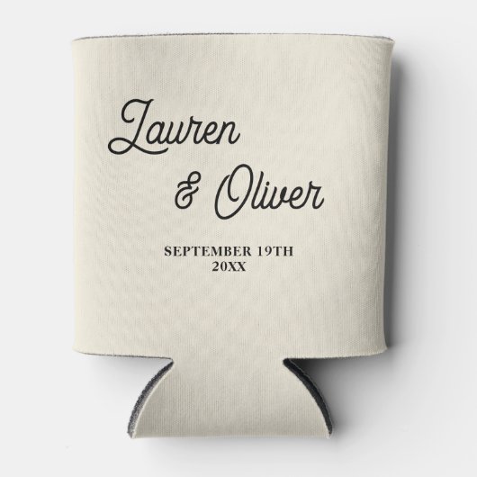 Natural White Script Minimalist Wedding 缶クーラー (正面)