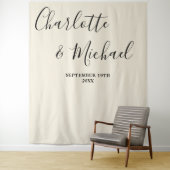 Natural White Script Minimalist Wedding Backdrop タペストリー (インサイチュ)