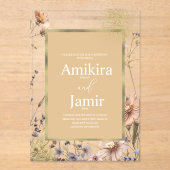 Natural Wildflowers Bohemian Wedding アクリル招待状 (正面)