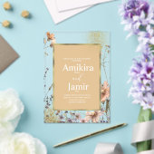 Natural Wildflowers Bohemian Wedding アクリル招待状 (インサイチュ (ウェディング))