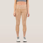 Natural Wood Texture Capri Fitness Leggings Comfor カプリレギンス (正面)