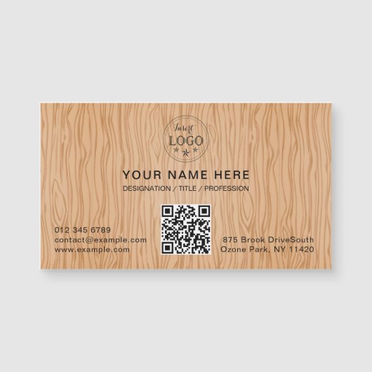 Natural Wood Texture Magnetic Business Card (正面)