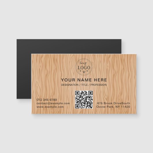Natural Wood Texture Magnetic Business Card (正面/裏面)