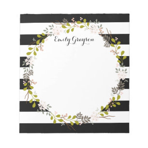 Natural Woodlandフローラパーソナライズされたメモ帳 ノートパッド