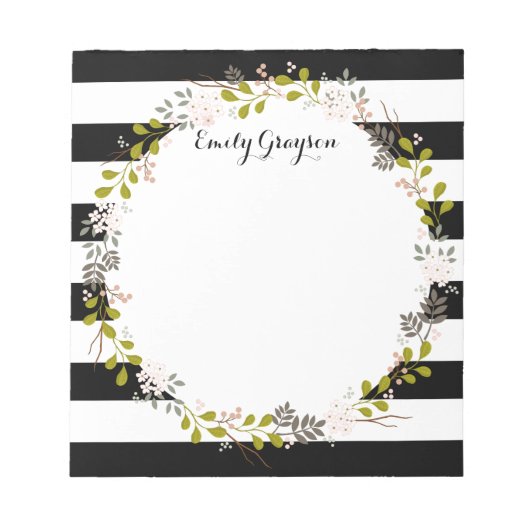 Natural Woodlandフローラパーソナライズされたメモ帳 ノートパッド (正面)