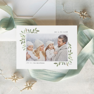 Naturally Joyful   Elegant Watercolor Photo シーズンカード