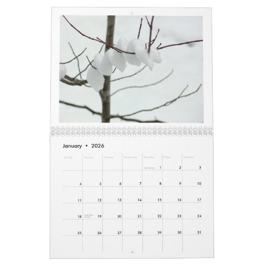 Nature /2026 15-Month Calendar カレンダー (1月 2026)