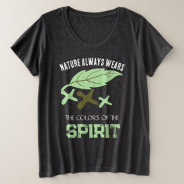 "Nature Always Wears" リーフ プラスサイズTシャツ