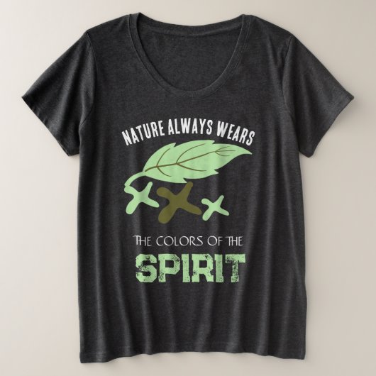 "Nature Always Wears" リーフ プラスサイズTシャツ (デザイン正面)