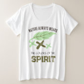 "Nature Always Wears" Leaf プラスサイズTシャツ (デザイン正面)
