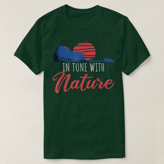 Nature And Music Guitar Trees Retro  Tシャツ (デザイン正面)