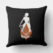 Nature and Woman Silhouette Elegant Feminine Art クッション (裏面)