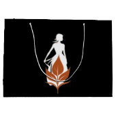 Nature and Woman Silhouette Elegant Feminine Art ラージペーパーバッグ (裏面)