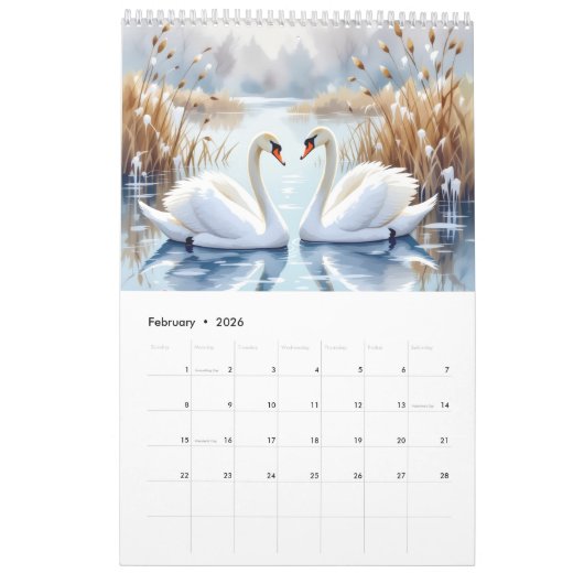 Nature animals habitat calendar カレンダー (2月 2026)