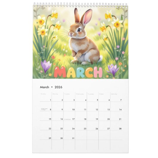 Nature animals habitat calendar カレンダー (3月 2026)