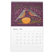 Nature Art Calendar with Backyard Birds & Flowers カレンダー (2月 2026)