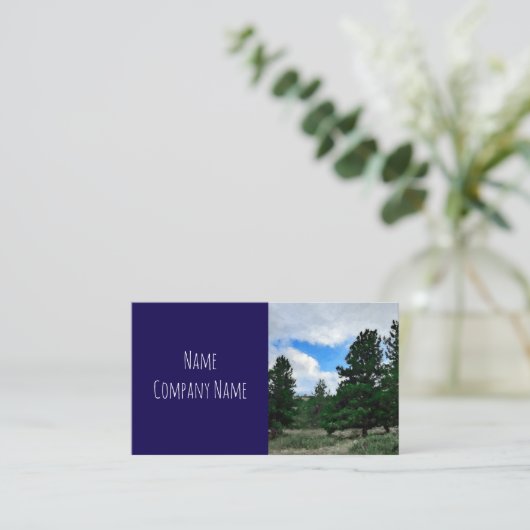 nature art mountain pine trees dark blue custom 名刺 (スタンド正面)