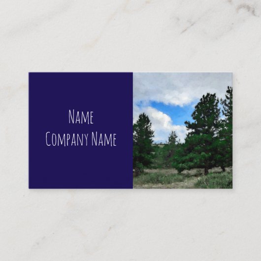 nature art mountain pine trees dark blue custom 名刺 (正面)