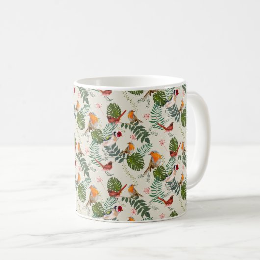 Nature Bird Pattern - Ornithology Gift cute summer コーヒーマグカップ (正面右)